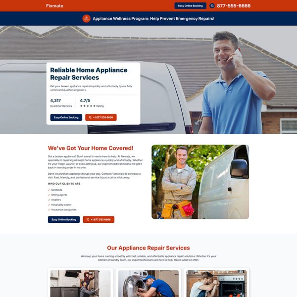 Fixmate - Appliance Repair Landing Page a