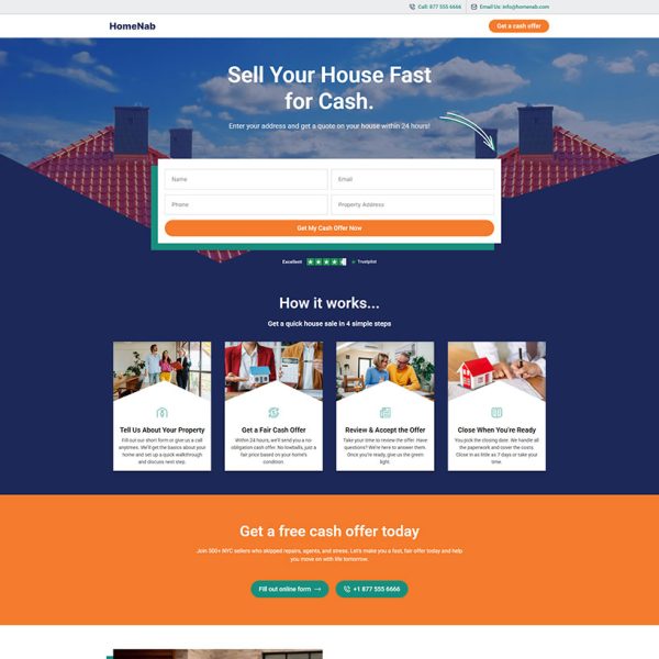 HomeNab - Cash Home Buyer Landing Page