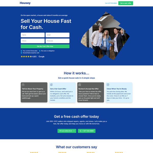 Housey - Cash Home Buyer Landing Page