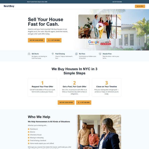 NestBuy - Cash Home Buyer Landing Page
