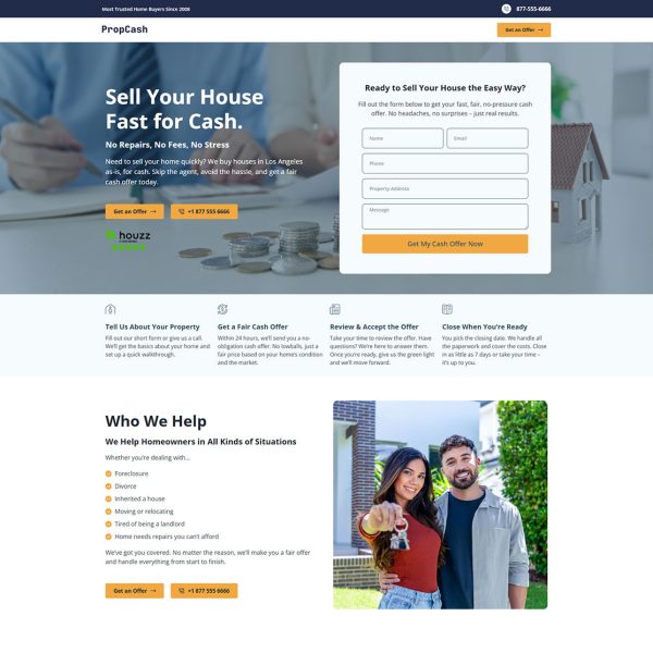 PropCash - Cash Home Buyer Landing Page