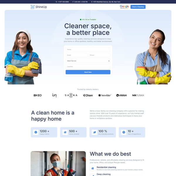 ShineUp - Cleaning Services Landing Page