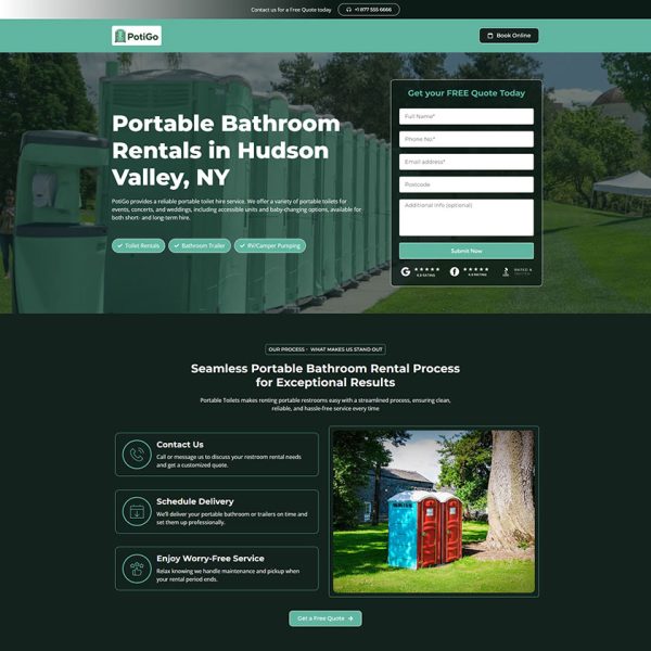 PotiGo - Portable Toilets Landing Page