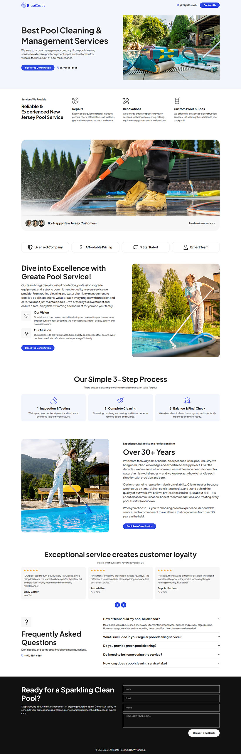 BlueCrest - Pool Cleaning Landing Page