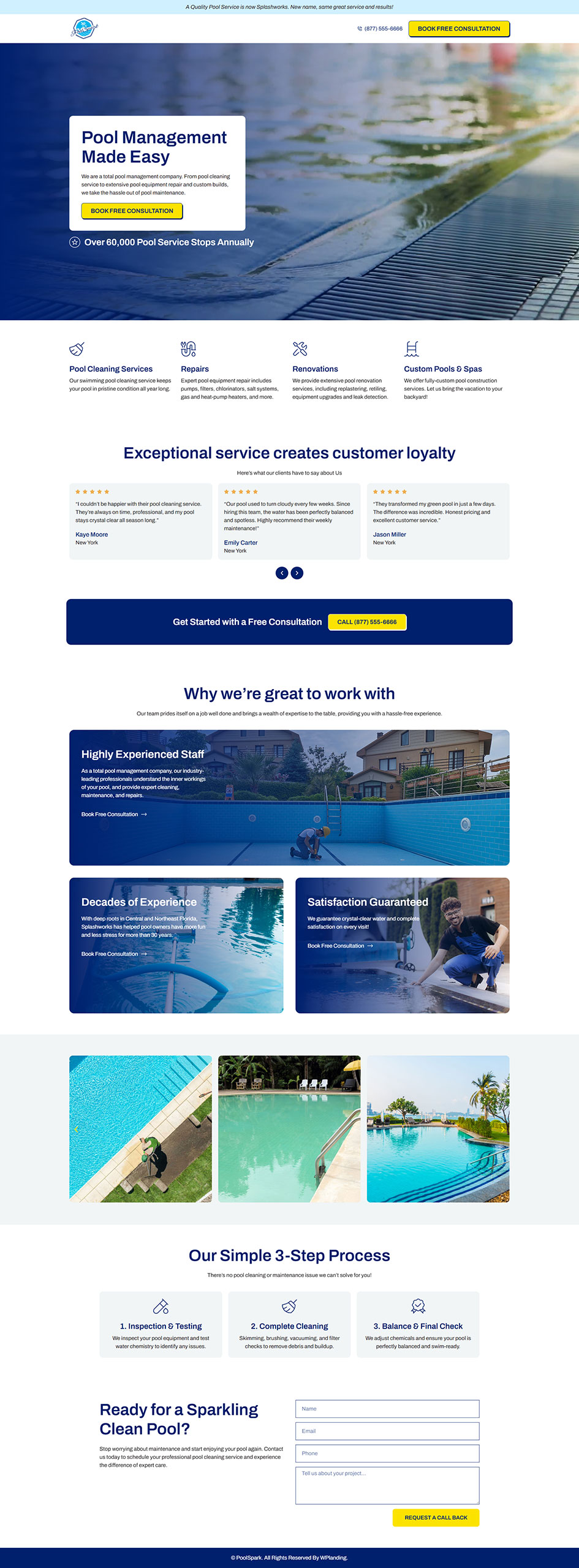 PoolSpark - Pool Cleaning Landing Page